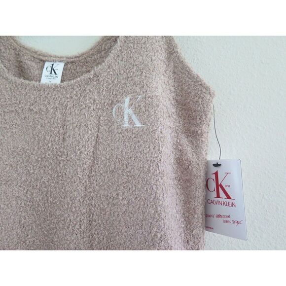 Calvin Klein QS6721 200 Women's Sz M Taupe Plush Cozy Sleep Tank - Picture 3 of 8